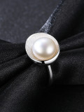 Anillo de plata de ley de 9-9,5 mm con perlas naturales, tamaño libre