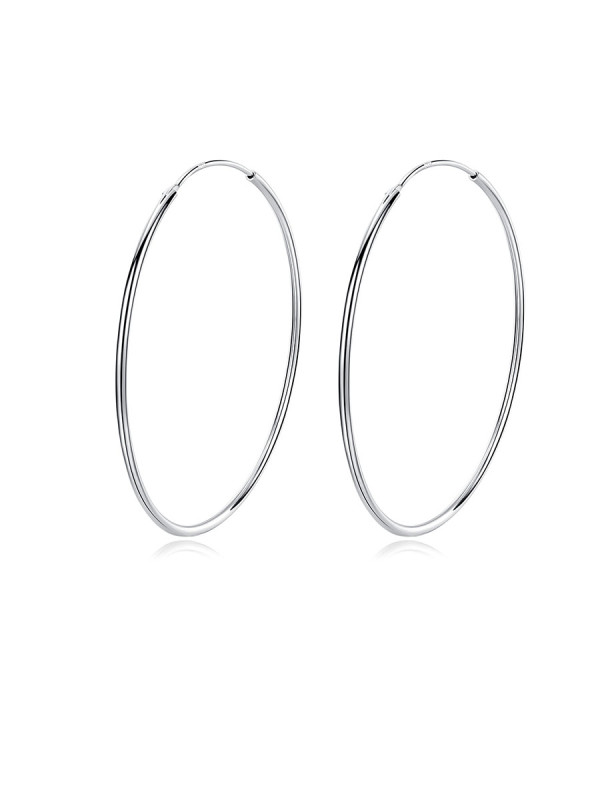 Pendientes de aro redondos simplistas de plata de ley 925 con baño de platino