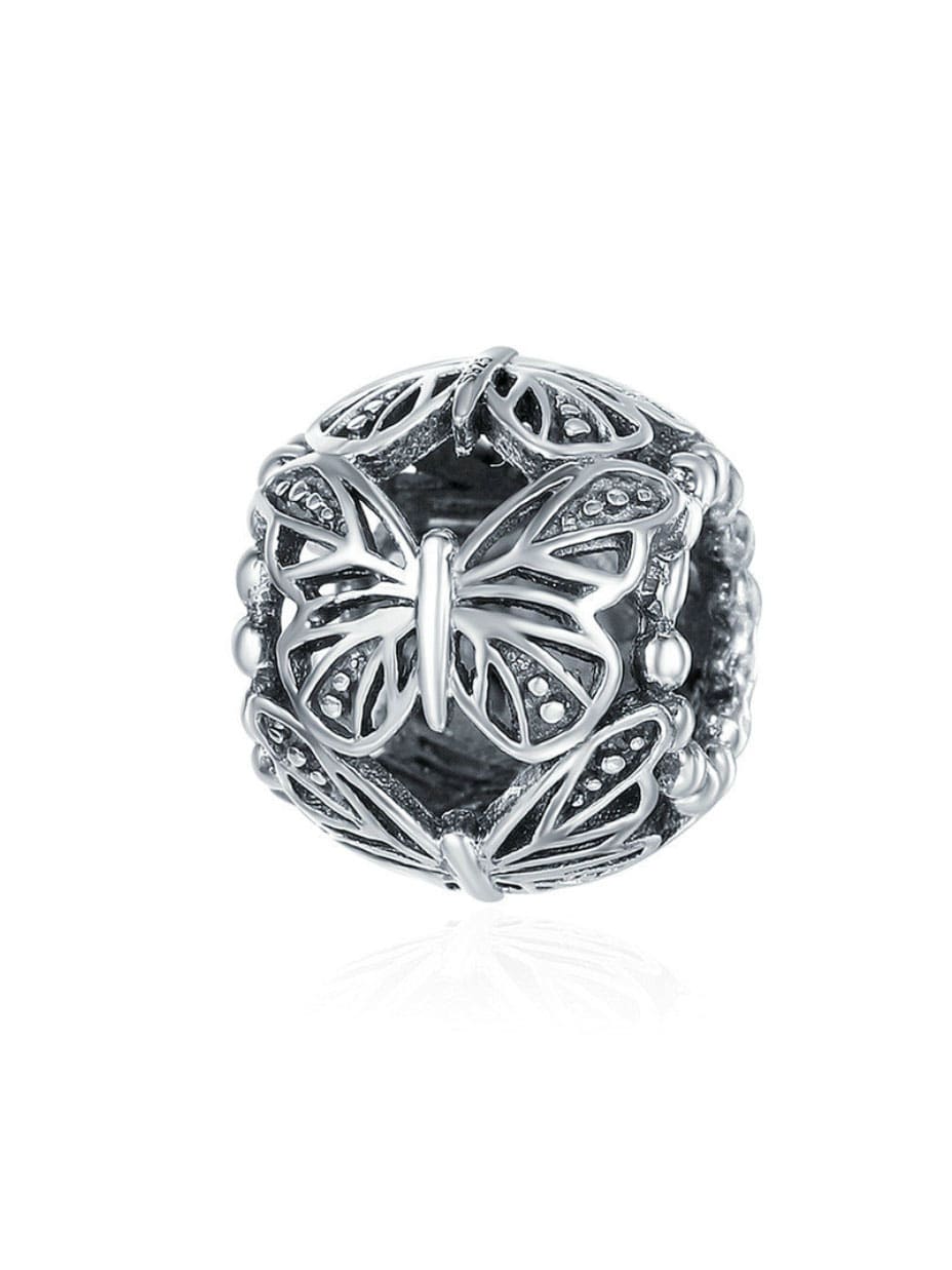 925 encantos de mariposa lindos de plata