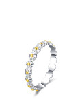 Anillo de banda minimalista con flor de plata de ley 925