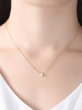 Collar con colgante redondo liso simple de plata de ley 925