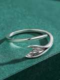 Anillo de banda de tendencia de cola de pez de plata de ley 925