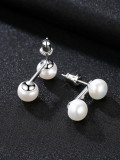 Pendientes de perlas naturales de agua dulce de 7-8 mm de plata esterlina