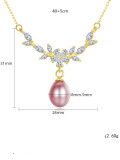 Collar de perlas de agua dulce con incrustaciones de micro circón de plata de ley 925
