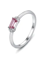 Anillo midi minimalista geométrico de plata de ley 925 con circonitas cúbicas