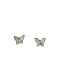 Pendientes de plata de ley 925 con circonita cúbica y mariposa blanca.