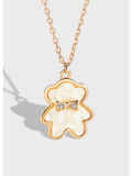 Collar lindo de oso de concha de plata esterlina 925