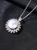 Plata de ley 925 con collares redondos simplistas de perlas artificiales