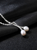 Collar de estilo minimalista de perlas naturales de plata pura