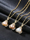Collar de perlas naturales de 7-7,5 mm en plata de primera ley recubierta de oro de 18 kilates