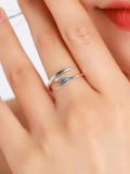 Anillo de banda de tendencia de cola de pez de plata de ley 925