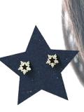 Pendiente de plata de ley 925 con circonita cúbica y estrella.