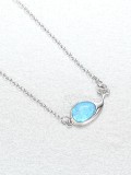 Collar minimalista de plata de ley 925 con pez ópalo
