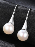 Pendientes de perlas naturales de plata pura de 8-8,5 mm