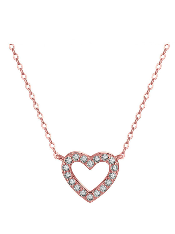 Collar minimalista de corazón de circonita cúbica de plata de ley 925