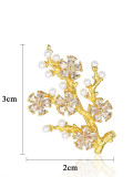 Broches de plata de ley 925 con perla artificial Cubic Zirconia Trendy Small Tree