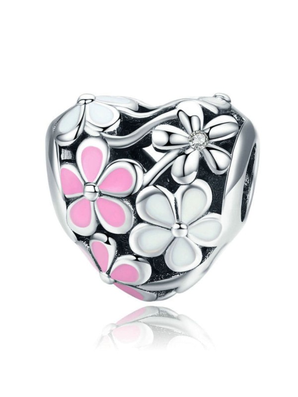 925 lindos encantos de flores de plata