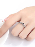 Anillo de obsidiana hueca antigua estilo plata tailandesa de plata esterlina