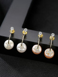 Pendientes colgantes redondos simplistas de plata de ley 925 con perlas artificiales