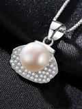 Collar con colgante en forma de moda multicolor de perlas de agua dulce de plata de ley 925