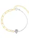 Pulsera de eslabones minimalistas de corazón de circonita cúbica de plata esterlina 925