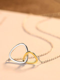 Collar de doble anilla triangular en plata de primera ley