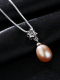Collar de perlas naturales de agua dulce de plata pura con flores de circón AAA