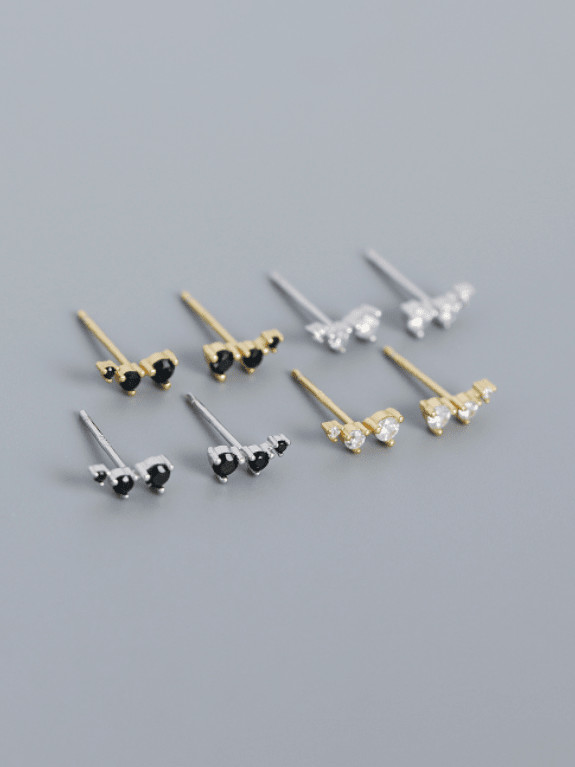 Aretes minimalistas geométricos plateados con circonitas cúbicas