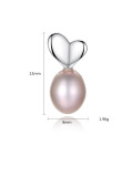 Arete de corazón con perla de agua dulce de 7-8 mm de plata esterlina
