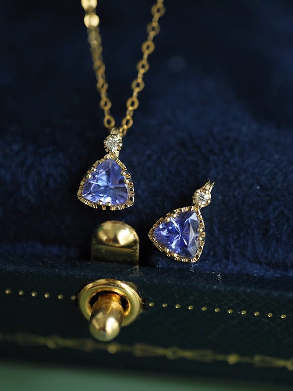 Collar delicado geométrico azul de cristal de plata de ley 925