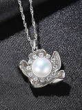 Plata de ley 925 con collares de flores simplistas de perlas artificiales