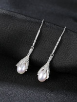 Joyas de boutique de plata esterlina Aretes de perlas naturales