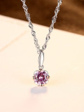 Mini collar de plata de ley con cadena de onda de agua de circonita 3A