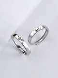 Anillo de pareja minimalista irregular de plata de ley 925