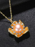 Plata de ley 925 con collares de flores simplistas de perlas artificiales