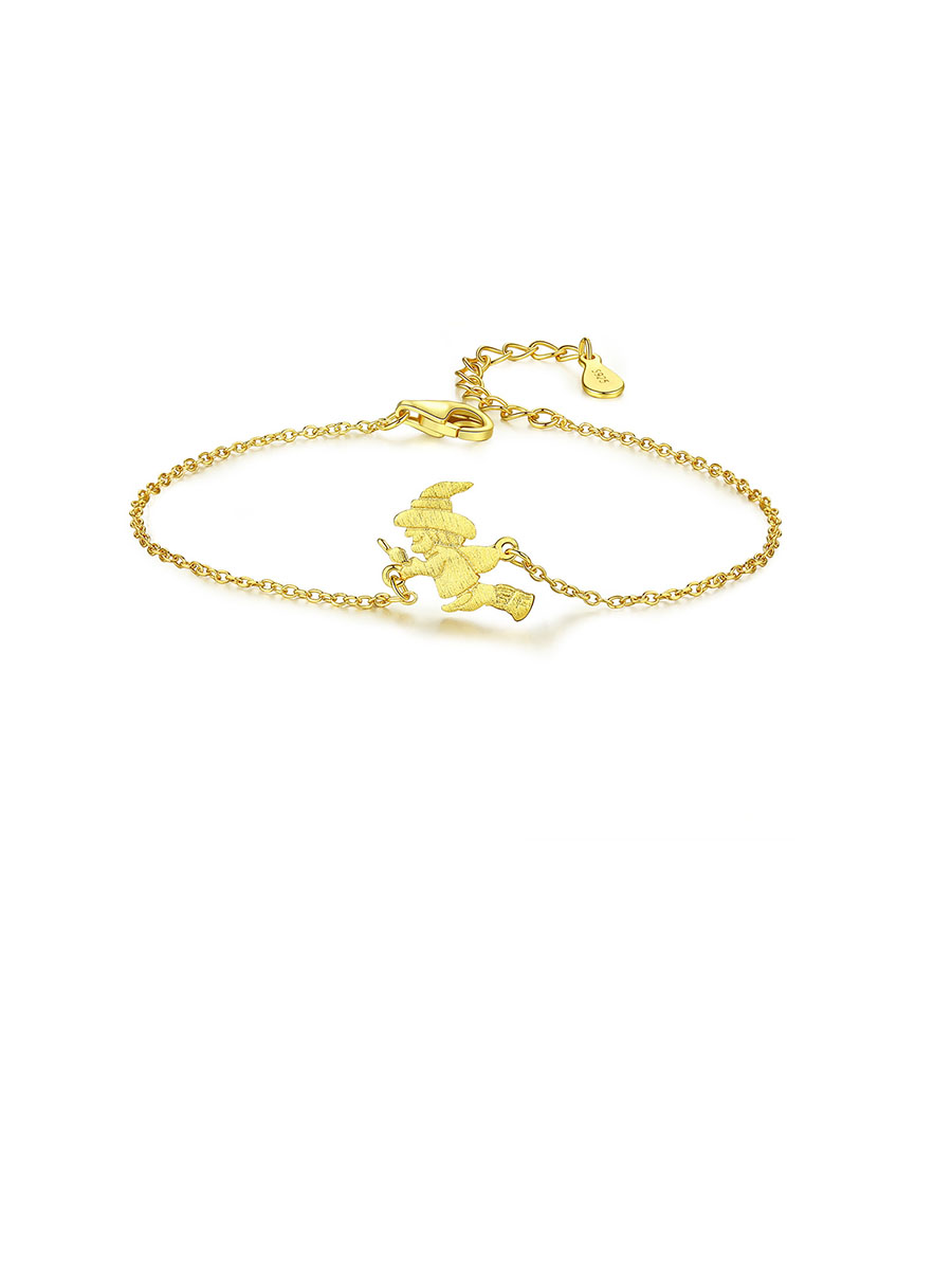 Plata de ley 925 con pulseras simplistas de Papá Noel chapadas en oro