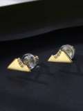 Pendiente de tuerca minimalista geométrico con diamantes de imitación de plata de ley 925