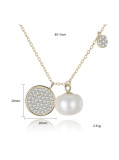 Collar de perlas naturales de agua dulce de 8,5 mm con microincrustaciones de circón de plata de ley
