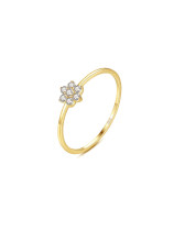 Anillo de banda minimalista con flor de plata de ley 925