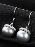 Pendientes de perlas naturales de plata pura de 10-10,5 mm