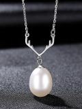 Collar de lazo minimalista irregular blanco perla de agua dulce de plata de ley 925