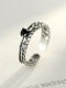 Anillo de obsidiana hueca antigua estilo plata tailandesa de plata esterlina