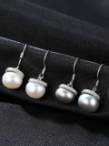 Pendientes de perlas naturales de plata pura de 10-10,5 mm