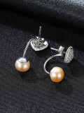 Pendientes de Plata de Ley con circonitas AAA y perlas naturales