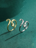 Anillo de banda minimalista de serpiente de diamantes de imitación de plata de ley 925