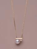 Collar delicado redondo de perlas de imitación de plata de ley 925
