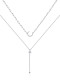 Collar minimalista de varias hebras con borla de luna de circonita cúbica de plata esterlina 925