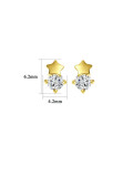 Pendiente de tuerca minimalista de plata de ley 925 con pentagrama de diamantes de imitación