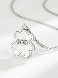 Collar lindo de oso de concha de plata esterlina 925