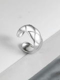 Anillo de banda minimalista geométrico de plata de ley 925